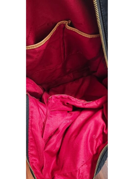 MZ Wallace Black Nylon Backpack Gold Hardware Leather Trim Red Lining main image 9